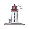 Peggys Cove lighthouse at Nova Scotia isolated vector illustration