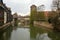 Pegnitz riverside and covered bridge in Nuremberg