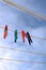 Pegs on a wet washing line