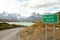 Pehoe Lake Sign - Torres Del Paine National Park - Chile