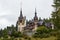 Peles Castle, residence of King Charles I in Sinaia, Romania. Autumn landscape of royal palace