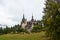 Peles Castle, residence of King Charles I in Sinaia, Romania. Autumn landscape, royal palace and park