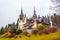 Peles castle, Sinaia, Romania.Overcast on a beautiful autumn day