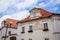 Pelhrimov, Czech Republic, 03 July 2021: old baroque and renaissance historic building at Dean`s Street, fresco depicting Saint