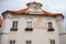 Pelhrimov, Czech Republic, 03 July 2021: old baroque and renaissance historic building at Dean`s Street, fresco depicting Saint