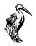 Pelican bird profile black and white vector design