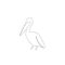 Pelican birds silhouette line drawing on white background, nature design, vector illustration