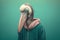 a pelican in casual clothes being sad created with Generative AI technology