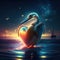 Pelican hugging heart Pelican with a heart in the sea. 3d rendering Generative AI animal ai