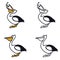 Pelican Vector line icons of the birds Color logo design