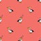 Pelicans and fish Seamless pattern Living coral background