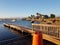 Pelicans and pier in La Guancha in Ponce, Puerto Rico