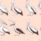 Pelicans seamless pattern