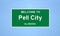 Pell City, Alabama city limit sign. Town sign from the USA.