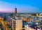 Pelli Tower at night. View from the neighborhood of Triana