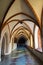 Pelplin, Poland - September 1, 2016: The cloister around an inner courtyard in the Abbey Cistercian, now the Cathedral of Pelpinie
