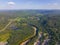 Pemigewasset River aerial view, Plymouth, NH, USA