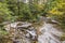 Pemigewasset River flows through the white mountains at scenic point otter rocks