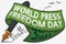 Pen with Greeting Ribbon to Celebrate World Press Freedom Day, Vector Illustration
