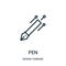 pen icon vector from design thinking collection. Thin line pen outline icon vector illustration