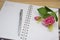 Pen Note flowers with blurred