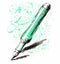 Pen watercolor hand drawn illustration writer