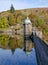 Pen Y Garreg reservoir dam autumn reflections.