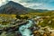 Pen yr Ole Wen and mountain stream in Snowdonia National Park Wales.