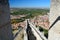 Penafiel Town, view from the top of the cliff, Castle of Penafiel, Valladolid, Spain. Medieval Castle