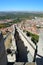 Penafiel Town, view from the top of the cliff, Castle of Penafiel, Valladolid, Spain. Medieval Castle. Vertical view