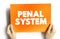 Penal system text quote on card, concept background