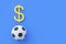 Penalties and sanctions. Soccer ball near dollar symbol