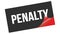 PENALTY text on black red sticker stamp