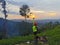 Penampang, Sabah Malaysia-9th March 2021. Unidentified woman is pictured as if wanting to reach the sunset.