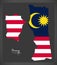 Penang Malaysia map with Malaysian national flag illustration