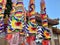 Penang, Malaysia - October 21, 2020 : Giant joss sticks placed in front of a temple during the Nine Emperor Gods Festival at Pulau