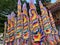 Penang, Malaysia - October 21, 2020 : Giant joss sticks placed in front of a temple during the Nine Emperor Gods Festival at Pulau