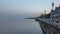 Penarth seafront, near Cardiff on the south Wales coast. It is evening and the tide is in