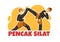 Pencak Silat Sport Illustration with People Pose Martial Artist from Indonesia for Banner or Landing Page in Cartoon Hand Drawn