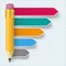 Pencil Arrows Infographic Checked Paper