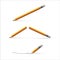 Pencil, broken pencil and pencil with a broken tip isolated on white background. Vector realistic illustration.