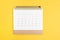 Pencil with calendar on yellow background and copy space for putting month and year, business meeting planning, appointment,