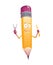 Pencil cartoon. Cute humanized pencil character with arms and face emoji illustration with school supplies