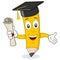 Pencil Character with Graduation Hat