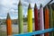 Pencil Crayon wood fence public artwork outdoors