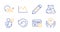 Pencil, Customer survey and Recovery data icons set. Chemistry lab, Web timer and Line chart signs. Vector