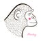 Pencil drawing monkey,vector illustration