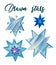 Pencil drawn blue stars clipart, hand drawn blue stars, blinked blue stars, shining, isolated elements, lettering drawn