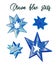 Pencil drawn blue stars clipart, hand drawn blue stars, blinked blue stars, shining, isolated elements, lettering drawn