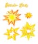 Pencil drawn yellow stars clipart, bright drawn stars, isolated objects, shining, cartoon elements, childish,